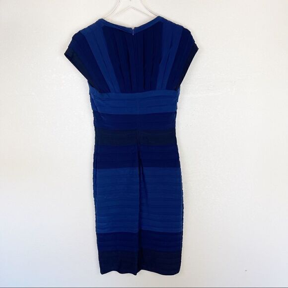 Tadashi Navy Tiered Layered Cocktail Mini Dress Size Small - Picture 6 of 7